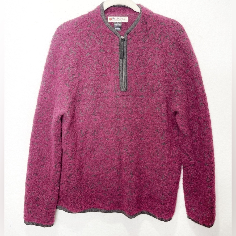 Red Maple Sportswear 1/4 Zip Alpaca Bamboo Blend Sweater Pullover Soft Texture